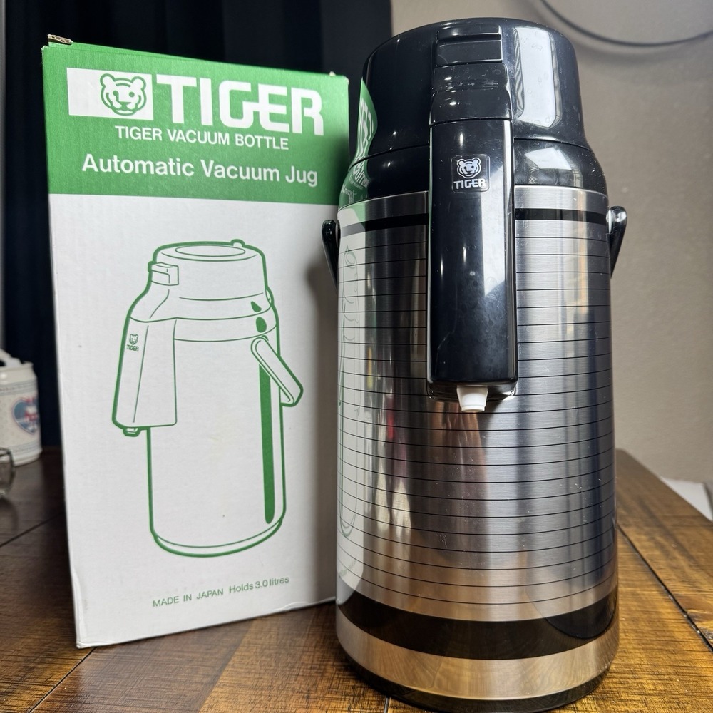 Vintage Tiger Automatic Vacuum Jug 3.03L POS-3000 Made in Japan w/Box-Excellent